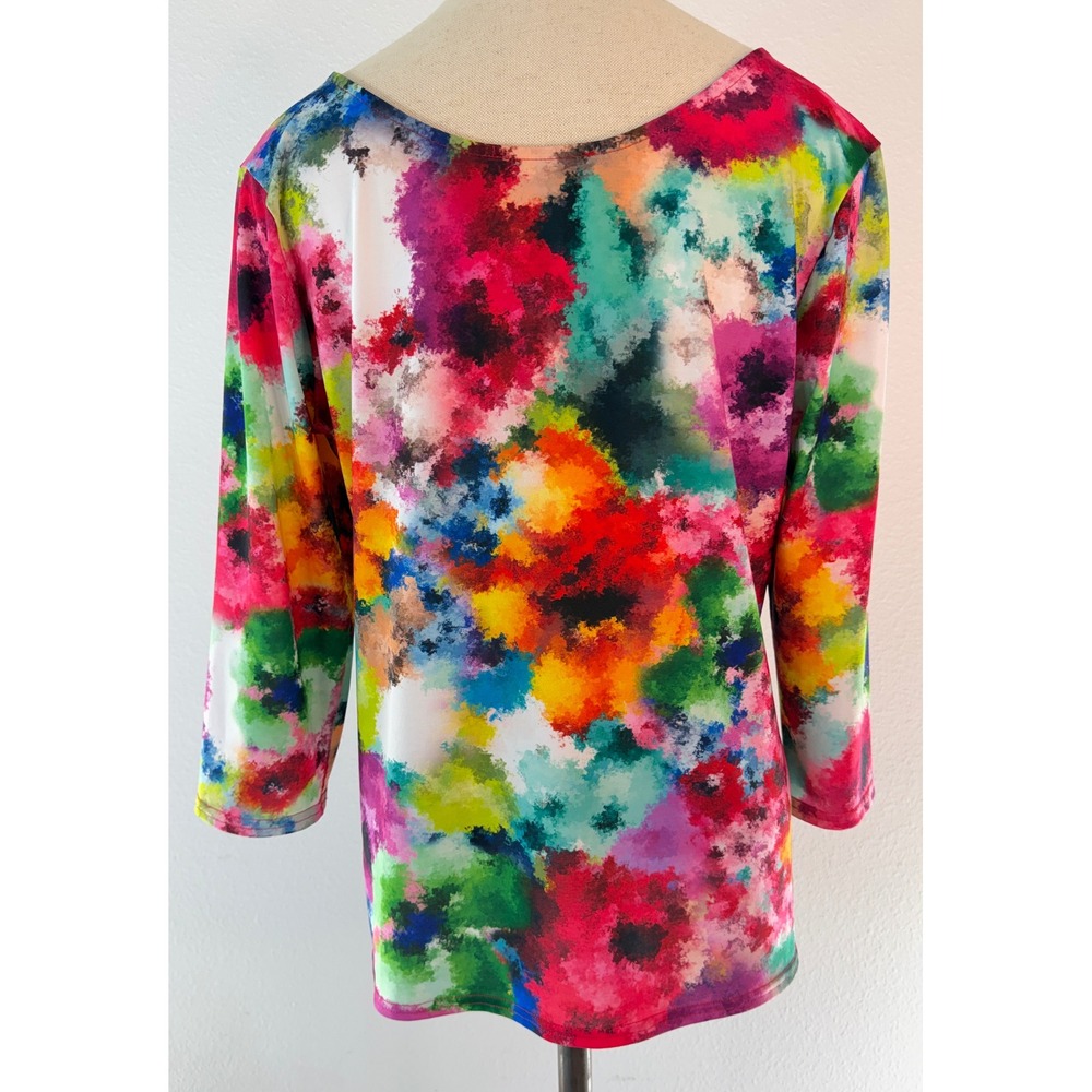 Y2K Peck&Peck Colorful Rainbow Abstract Floral Top Womens Medium Boho Festival - Picture 2 of 8